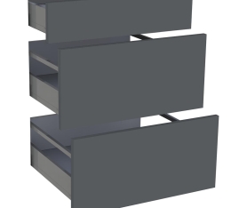1x Kit façade meuble cuisine Gris Ardoise Mat 1 tiroir, 2 casseroliers H. 71,7 cm L. 59,7 cm