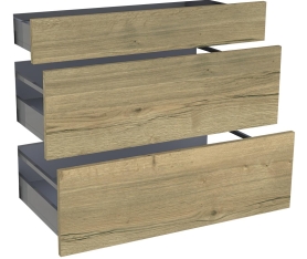 1x Kit façade meuble cuisine Chêne Structuré 1 tiroir, 2 casseroliers H. 71,7 cm L. 89,7 cm