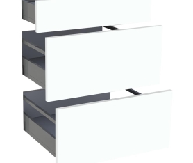 1x Kit façade meuble cuisine Blanc Chaud Mat 1 tiroir, 2 casseroliers H. 71,7 cm L. 59,7 cm