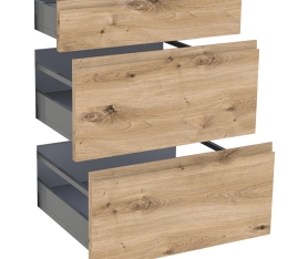 1x Kit façade meuble cuisine Chêne Naturel Sans Poignée 1 tiroir, 2 casseroliers H. 71,7 cm L. 59,7 cm