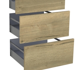 1x Kit façade meuble cuisine Chêne Structuré 1 tiroir, 2 casseroliers H. 71,7 cm L. 59,7 cm