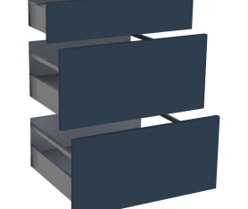 1x Kit façade meuble cuisine Bleu Nuit Mat 1 tiroir, 2 casseroliers H. 71,7 cm L. 59,7 cm
