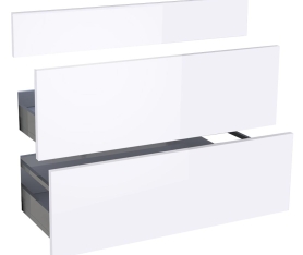 1x Kit façade meuble cuisine Blanc Brillant 1 faux tiroir, 2 casseroliers H. 71,7 cm L. 89,7 cm