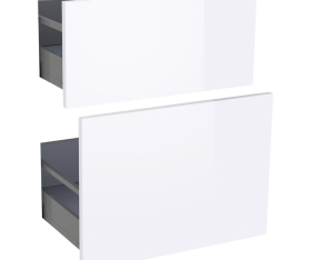 1x Kit façade meuble cuisine Blanc Brillant 2 casseroliers H. 71,7 cm L. 59,7 cm