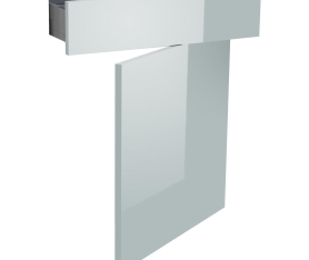 1x Kit façade meuble cuisine Gris Cendre Brillant 1 porte, 1 tiroir H. 71,7 cm L. 59,7 cm