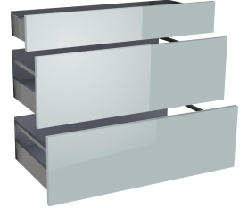 1x Kit façade meuble cuisine Gris Cendre Brillant 1 tiroir, 2 casseroliers H. 71,7 cm L. 89,7 cm