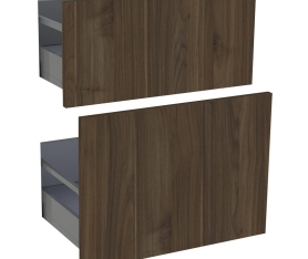 1x Kit façade meuble cuisine Noyer Foncé 2 casseroliers H. 71,7 cm L. 59,7 cm