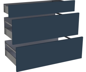 1x Kit façade meuble cuisine Bleu Nuit Mat 1 tiroir, 2 casseroliers H. 71,7 cm L. 89,7 cm