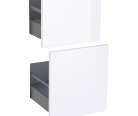 1x Kit façade meuble cuisine Blanc Brillant 2 casseroliers H. 71,7 cm L. 39,7 cm