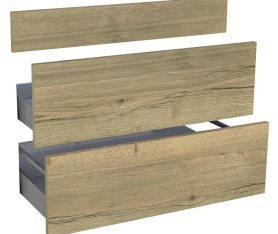 1x Kit façade meuble cuisine Chêne Structuré 1 faux tiroir, 2 casseroliers H. 71,7 cm L. 89,7 cm