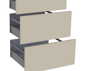 1x Kit façade meuble cuisine Beige Mat 1 tiroir, 2 casseroliers H. 71,7 cm L. 59,7 cm