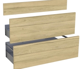 1x Kit façade meuble cuisine Chêne Clair 1 faux tiroir, 2 casseroliers H. 71,7 cm L. 89,7 cm