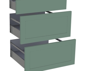 1x Kit façade meuble cuisine Vert Sauge Cadre 1 tiroir, 2 casseroliers H. 71,7 cm L. 59,7 cm