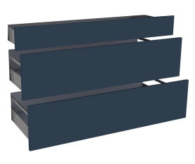 1x Kit façade meuble cuisine Bleu Nuit Mat 1 tiroir, 2 casseroliers H. 71,7 cm L. 119,7 cm
