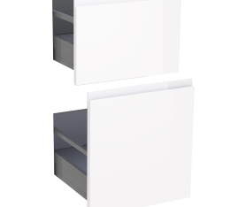 1x Kit façade meuble cuisine Blanc Brillant Sans Poignée 2 casseroliers H. 71,7 cm L. 39,7 cm