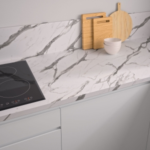 Plan de travail sur mesure stratifié Marbre Blanc