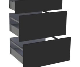 1x Kit façade meuble cuisine Noir Mat 1 tiroir, 2 casseroliers H. 71,7 cm L. 59,7 cm
