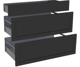 1x Kit façade meuble cuisine Noir Cadre 1 tiroir, 2 casseroliers H. 71,7 cm L. 89,7 cm
