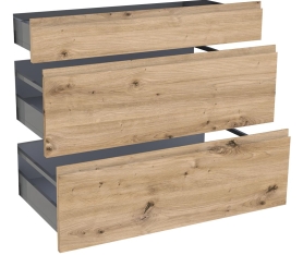 1x Kit façade meuble cuisine Chêne Naturel Sans Poignée 1 tiroir, 2 casseroliers H. 71,7 cm L. 89,7 cm