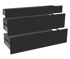 1x Kit façade meuble cuisine Noir Mat 1 tiroir, 2 casseroliers H. 71,7 cm L. 119,7 cm