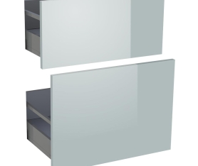 1x Kit façade meuble cuisine Gris Cendre Brillant 2 casseroliers H. 71,7 cm L. 59,7 cm