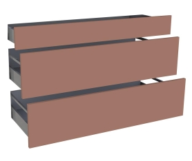 1x Kit façade meuble cuisine Terracotta Mat 1 tiroir, 2 casseroliers H. 71,7 cm L. 119,7 cm