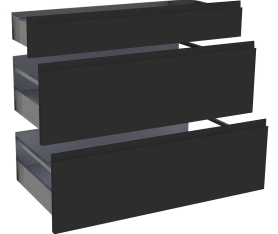 1x Kit façade meuble cuisine Noir Mat Sans Poignée 1 tiroir, 2 casseroliers H. 71,7 cm L. 89,7 cm