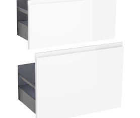1x Kit façade meuble cuisine Blanc Brillant Sans Poignée 2 casseroliers H. 71,7 cm L. 59,7 cm