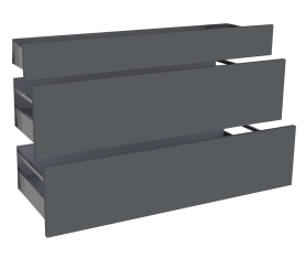 1x Kit façade meuble cuisine Gris Ardoise Mat 1 tiroir, 2 casseroliers H. 71,7 cm L. 119,7 cm