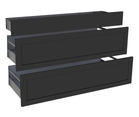 1x Kit façade meuble cuisine Noir Cadre 1 tiroir, 2 casseroliers H. 71,7 cm L. 119,7 cm