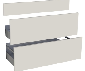 1x Kit façade meuble cuisine Lin Mat 1 faux tiroir, 2 casseroliers H. 71,7 cm L. 89,7 cm