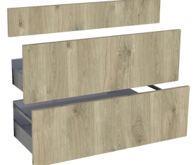 1x Kit façade meuble cuisine Chêne Doré 1 faux tiroir, 2 casseroliers H. 71,7 cm L. 89,7 cm