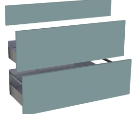 1x Kit façade meuble cuisine Vert Opale Mat 1 faux tiroir, 2 casseroliers H. 71,7 cm L. 89,7 cm