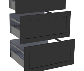 1x Kit façade meuble cuisine Noir Cadre 1 tiroir, 2 casseroliers H. 71,7 cm L. 59,7 cm