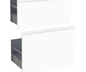 1x Kit façade meuble cuisine Blanc Mat Sans Poignée 2 casseroliers H. 71,7 cm L. 59,7 cm