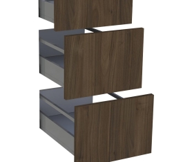 1x Kit façade meuble cuisine Noyer Foncé 1 tiroir, 2 casseroliers H. 71,7 cm L. 39,7 cm