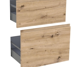 1x Kit façade meuble cuisine Chêne Naturel Sans Poignée 2 casseroliers H. 71,7 cm L. 59,7 cm
