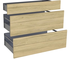 1x Kit façade meuble cuisine Chêne Clair 1 tiroir, 2 casseroliers H. 71,7 cm L. 89,7 cm