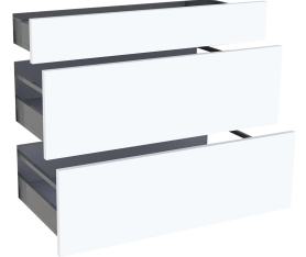1x Kit façade meuble cuisine Blanc Mat 1 tiroir, 2 casseroliers H. 71,7 cm L. 89,7 cm