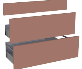 1x Kit façade meuble cuisine Terracotta Mat 1 faux tiroir, 2 casseroliers H. 71,7 cm L. 89,7 cm