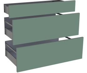 1x Kit façade meuble cuisine Vert Sauge Mat 1 tiroir, 2 casseroliers H. 71,7 cm L. 89,7 cm