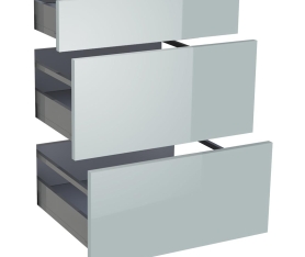 1x Kit façade meuble cuisine Gris Cendre Brillant 1 tiroir, 2 casseroliers H. 71,7 cm L. 59,7 cm