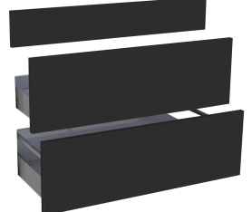 1x Kit façade meuble cuisine Noir Mat 1 faux tiroir, 2 casseroliers H. 71,7 cm L. 89,7 cm