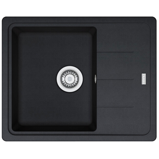 Evier 1 cuve avec petit égouttoir granit noir - Franke FRMG1PON