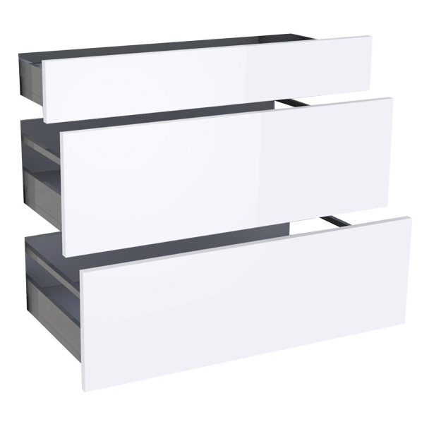 Kit façade meuble cuisine Gris Cendre Brillant 1 tiroir, 2 casseroliers H. 71,7 cm L. 89,7 cm