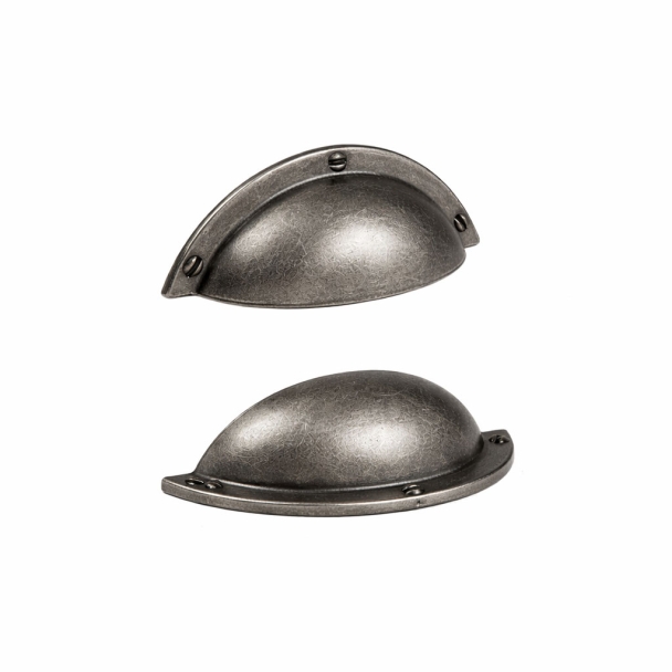 Poignée coquille métal vieilli - L. 9,2 cm