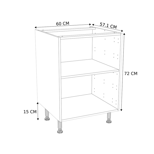 Caisson Meuble bas cuisine Blanc H. 87 cm x L. 60 cm x P.57,1 cm
