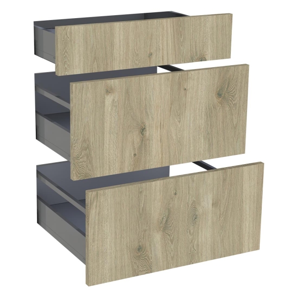 Kit façade meuble cuisine Vert Sauge Cadre 1 tiroir, 2 casseroliers H. 71,7 cm L. 59,7 cm