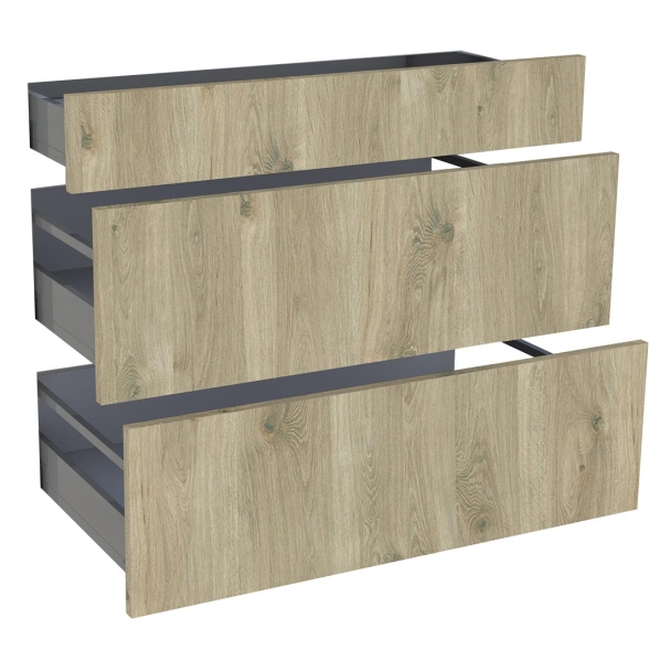 Kit façade meuble cuisine Gris Cendre Brillant 1 tiroir, 2 casseroliers H. 71,7 cm L. 89,7 cm