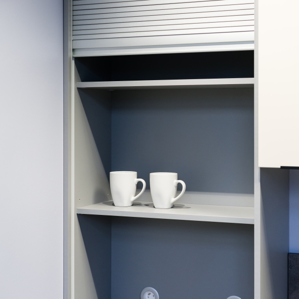 Caisson Meuble cuisine rideau déroulant Gris H. 121,6 cm x L. 60 cm x P. 35 cm